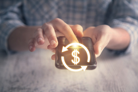 Money exchange with dollar symbol. Financial conceptの写真素材