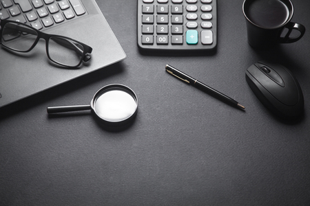 Black office desk. Business workplaceの写真素材