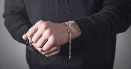Man with a expensive bracelet. Fashion accessories and jewelryの写真素材