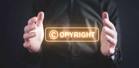 Man protection gesture. Copyright. Intellectual Property