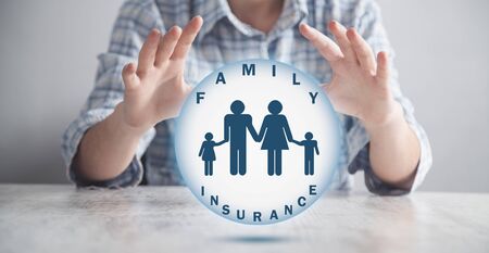 Family care and protection. Family insuranceの写真素材