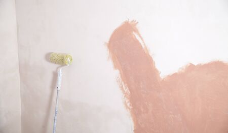 Roller stands against the wall. Renovationの写真素材