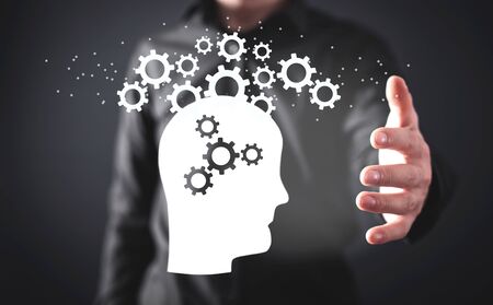 Human head with gears. Brainstorming, Creative, Ideaの写真素材