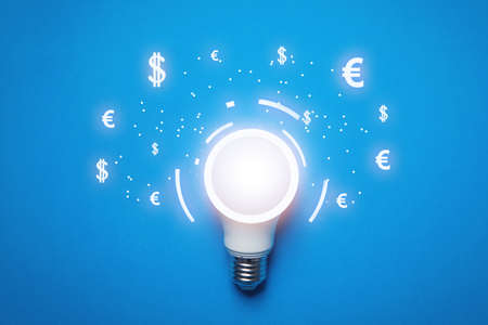Light bulb with a currency symbols. Finance, Ideaの写真素材