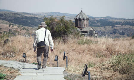 Tourist visiting the Vahramashen Church. Armenia