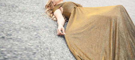 Beautiful woman in evening dress.の写真素材