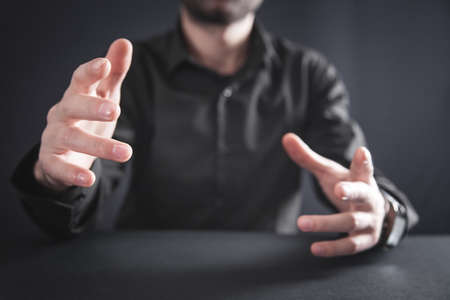 Man with protect gesture. Business, Peopleの写真素材