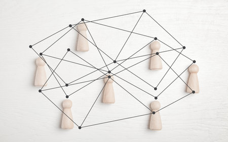social media connections. communication. business team