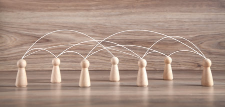 human social network. wooden human figuresの写真素材