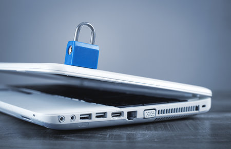 Padlock on the laptop. Internet and computer securityの写真素材