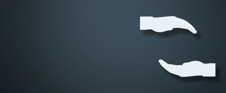 Illustration human protecting hands. Space for your textの写真素材