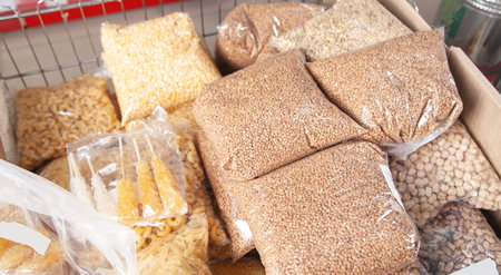 Lentils, peas, buckwheat. Organic healthy fresh food in supermarket