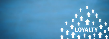 Word Loyalty with a growing arrows. Increase loyaltyの写真素材