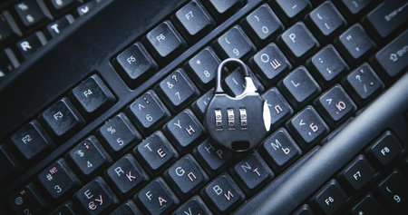Padlock and keyboard. securityの写真素材