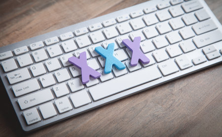 Computer keyboard with a XXX symbols.の写真素材