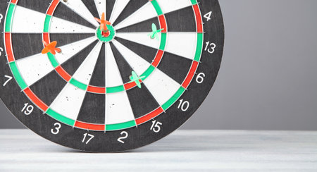 Dart arrows in the dartboard. successの写真素材