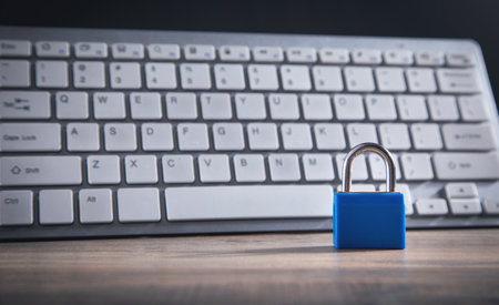 Padlock and keyboard. security