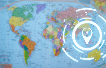 GPS concept on world map background. locationの写真素材