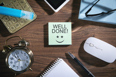 Well done on sticky note with a business object.の写真素材