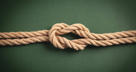 Brown rope on green background.