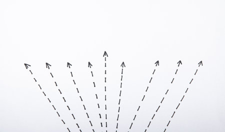 Arrows on the paper. Different direction and choice