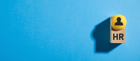 HR on wooden cubes. human resources. managementの写真素材