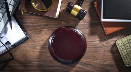 Judge gavel with a business object. law