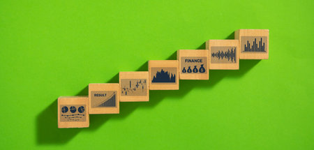 Growth graphs on wooden cubes. business