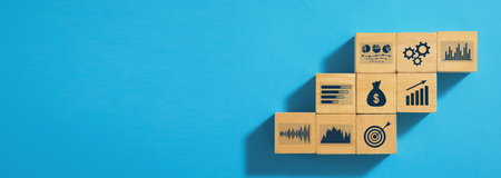 Growth graphs on wooden cubes. business