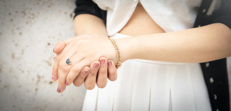 Woman with jewelry bracelet fashion style.