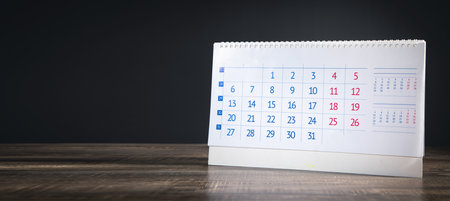 Calendar on the office table.