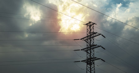 transmission power line. high voltage tower