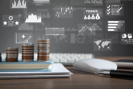 Coins with a growth graph. business