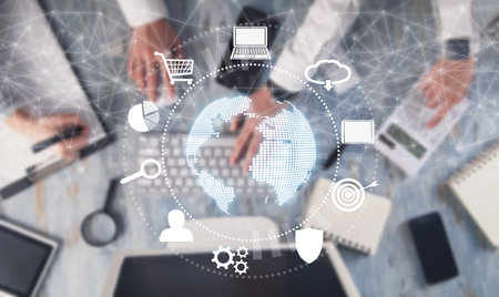 global internet connection. digital technology. finance and banking