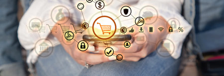 woman using smartphone. Online Shopping