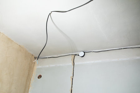 Installation electrical cables at home.の写真素材