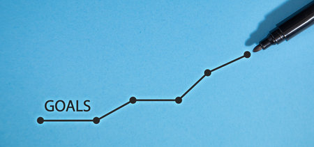 Goals growth graph with a marker.