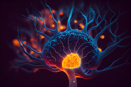 neuron cell. Fractal abstract background. Generative AIの素材