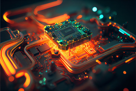 circuit board close-up. technology background. Generative AIの素材