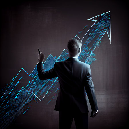 Businessman with a business graph. Generative AIの素材