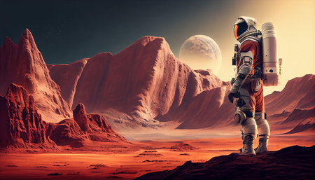 Astronaut in the desert. Generative AIの素材