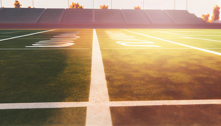 American football field with marking lines. Generative AIの素材