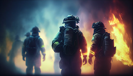 Firefighter in protective clothing. Generative AIの素材