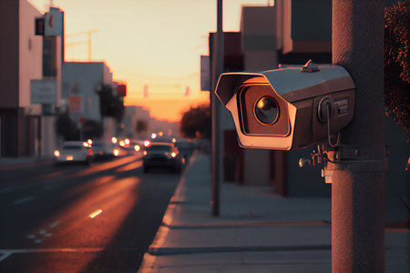 Surveillance camera on the street. Generative AIの素材