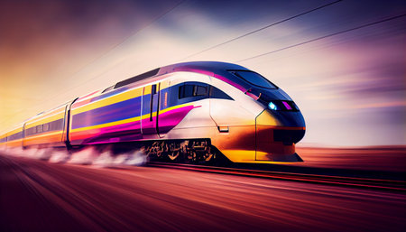 Modern high-speed train. Generative AIの素材