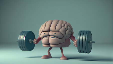 human brain with dumbbells. Generative AIの素材