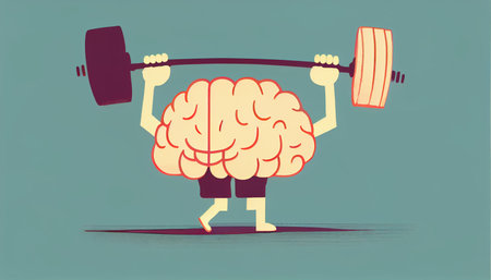 human brain with dumbbells. Generative AIの素材