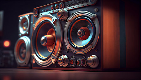 Group of audio speakers. Generative AIの素材