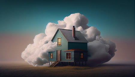 house in the clouds. Generative AIの素材