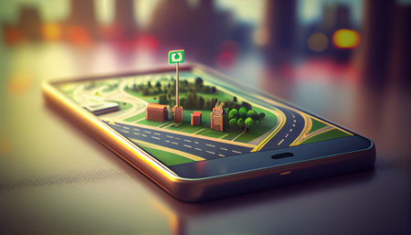 Smartphone with gps navigator. Generative AIの素材